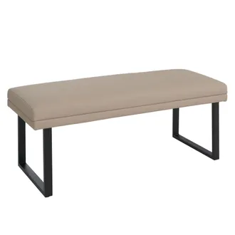 Hhg [non Utilizzato] Panca Hhg-078, Panchina Imbottita, Da Ingresso Sala Da Pranzo, Design Moderno, Metallo Ecopelle, 120cm, Beige
