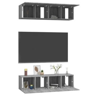 Berkfield Home Wall TV Cabinets 4 pcs Grey Sonoma 60x30x30 cm Engineered Wood | Size: 60 x 30 x 30 cm