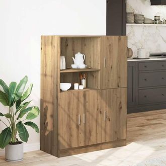 Berkfield Home Durable 2 Piece Kitchen Cabinet Set Artisian Oak Engineered Wood in Brown