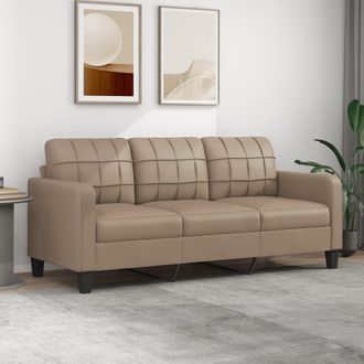 vidaXL Vidaxl - Sof&aacute; De 3 Plazas De Cuero Sint&eacute;tico Color Capuchino 180 Cm