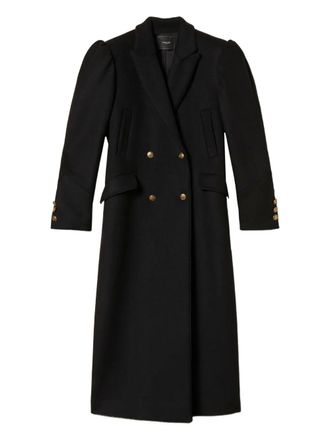Twin-Set puff-sleeve buttoned coat - women - Polyamide/Wool/Acetate/Polyester - 44 - Black