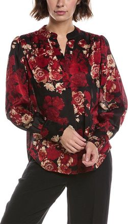 Anne Klein V-Neck Pleat Front Blouse