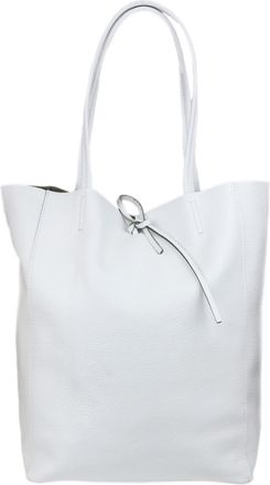 Girly HandBags Womens Open Top Genuine Leather Handbag (White)
