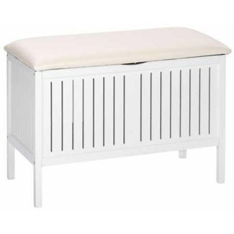 WENKO Panchina per bagno Oslo, panchina portagioie in stile scandinavo per bagno, Legno, 78 x 55 x 39 cm, Bianco