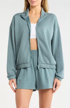 Zella Whisper Knit Ruched Jacket in Blue Goblin at Nordstrom Rack, Size X-Small