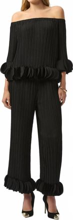 Joseph Ribkoff Georgette Wide Leg Pleated Pants In Black