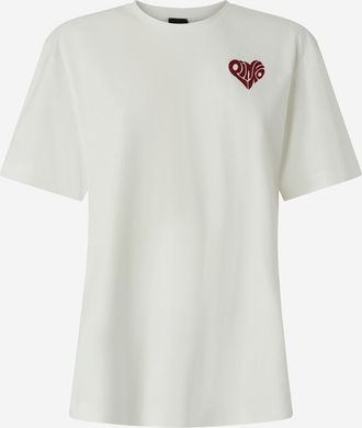 Pinko Pinko T Shirt With Amore Lettering In Rhinestones