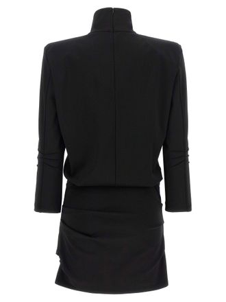 The Attico Structured-Shoulder Mini Dress - Black
