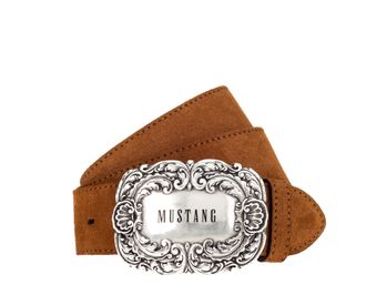 Mustang Lederg&uuml;rtel MUSTANG, Damen, Gr. 100, amber, Rindsleder, unifarben, G&uuml;rtel Lederg&uuml;rtel, 4 cm breit, geschw&auml;rzte Koppelschliesse