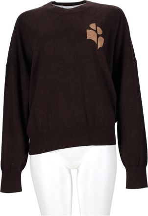 Isabel Marant Relaxed Fit Brown Sweater With Abstract Patch Detail