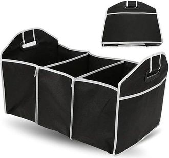No Brand Organizador Plegable Para Maletero De Coche - 3 Compartimentos Xxl - Almacenamiento Port&aacute;til Para El Hogar Y El Coche - Asas Reforzadas - Poli&eacute;ster Ne