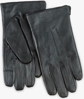 Totes Mens Totes Isotoner SMARTOUCH WATER REPELLENT 3 POINT LEATHER Mens Gloves Black - Size: L/XL