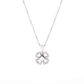 Bulgari Fiorever Pendant Necklace 18K White Gold with Diamonds