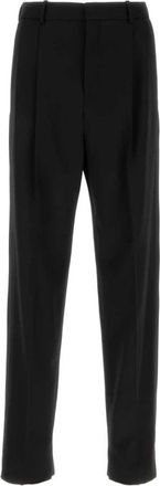 Saint Laurent Tuxedo High-Waisted Pants - Heren - Straight fit broeken - Zwart - L - Wol - Broeken