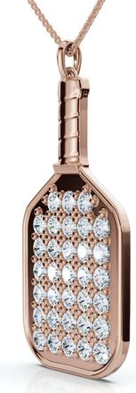 Pompeii3 1Ct Diamond Studded Pickleball Paddle Pendant Necklace 10k Gold Lab Grown