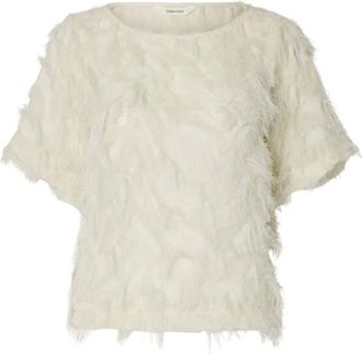 Selected Slfmyline SS Boat Neck Top B - Dames - Blouses & Shirts - Wit - Maat: XS Poliester
