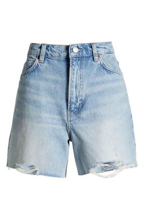 Reformation Saige High Waist Raw Hem Denim Cutoff Shorts in Burnett at Nordstrom, Size 25