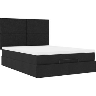vidaXL Estructura Cama Otomana Colch&oacute;n Tela Negro 140x200cm Vidaxl