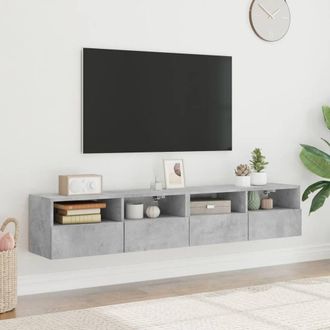 Berkfield Home TV Wall Cabinets 2 pcs Concrete Grey 80x30x30 cm Engineered Wood | Size: 80 x 30 x 30 cm