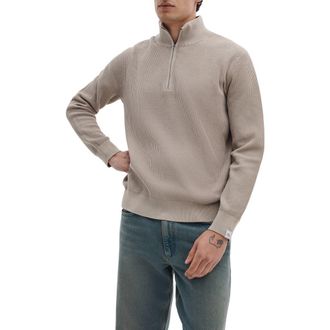 Rag & Bone Caden Washed Cotton Blend Quarter Zip Sweater in Taupe at Nordstrom, Size X-Large