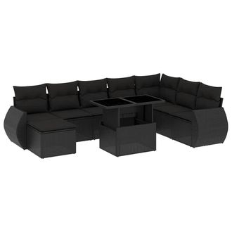 vidaXL Vidaxl - Set Divani Da Giardino 9 Pz Con Cuscini Nero In Polyrattan