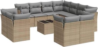 vidaXL Set De Sof&aacute;s De Jard&iacute;n 12 Pzas Y Cojines Rat&aacute;n Sint&eacute;tico Marr&oacute;n Vidaxl