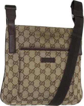 Gucci Pre-owned Cross Body Bags, female, Beige, Size: ONE SIZE Pre-owned Canvas Cross Body Bag