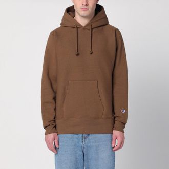 Champion Felpa con cappuccio marrone in cotone