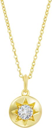 Savvy Cie Jewels GOLD PLATED OVER BRASS WHITE CZ ROUND PENDANT