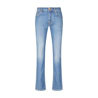 Jacob Cohen Jeans, Heren, Blauw, W34, Denim, Italiaans Vakmanschap Slim-Fit Jeans met Stijlvolle Details