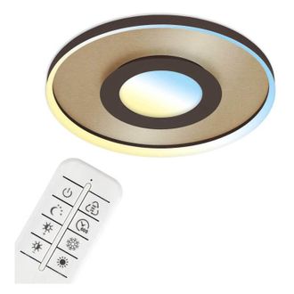 Briloner Brilo - L&aacute;mpara De Techo Led Cct, &Oslash; 49,5 Cm, 25 W, 3000 Lm, Marr&oacute;n Dorado