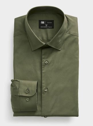 Le 31 Mens Stretch solid shirt Athletic fit
