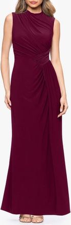 Betsy & Adam Ruched Knit Gown in Wine at Nordstrom, Size 14