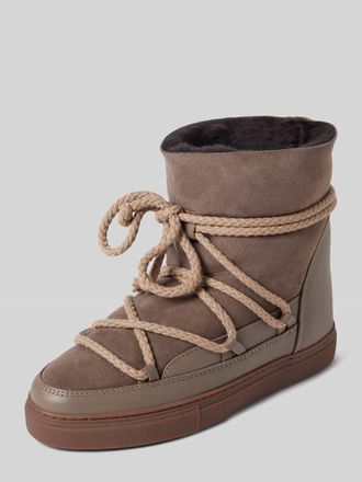 INUIKII Lederstiefel mit Label-Schriftzug in Taupe, Größe 36