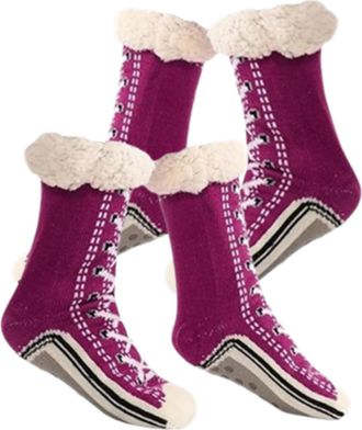 Generic Ultra-Thick Cashmere Slipper Socks for Women and Men, Non-Slip Warm Fleece Lined Home Socks with Grippers, Soft Fuzzy Winter Plush Indoor Slipper Sock