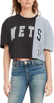 Tommy Jeans Womens Tommy Jeans Black/White Brooklyn Nets Betsy Relaxed Crop T-Shirt at Nordstrom, Size X-Large
