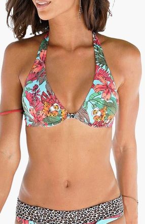 Lascana Womens Tropical Underwire Bikini Top Size 32D in Turquoise Print at Nordstrom