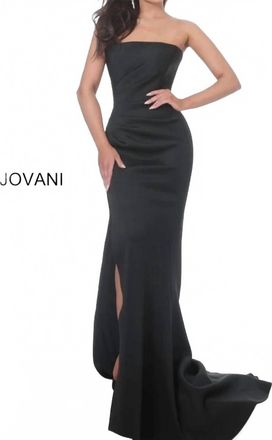 Jovani Strapless Scuba Gown In Black