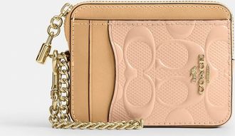 Coach Zip Card Case In Signature Leather With Charm