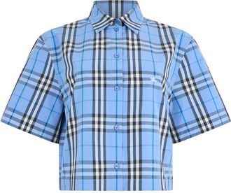 Burberry Light Blue Check Short Sleeves Shirt