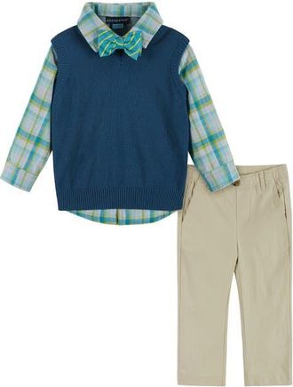 Andy & Evan Sweater Vest, Button-Up Shirt, Pants & Bow Tie Set in Navy at Nordstrom, Size 18-24M