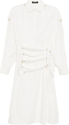 Undercover buckle cutaway-collar shirt dress - women - Cotton/Silk - 2 - White