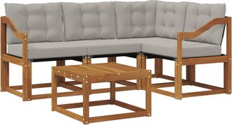 vidaXL Conjunto De Sof&aacute;s De Exterior 5 Uds. Gris Natural Y Claro Vidaxl