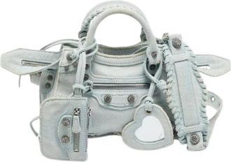 Balenciaga Pre-owned Denim Mini Tas - Dames - Vintage Mini Tas - Blauw - ONE Size - Denim - Vintage