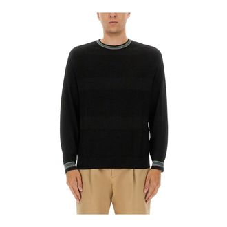 Paul Smith Trui met streepdetails en ronde hals - Heren - Truien - Zwart - Maat: S