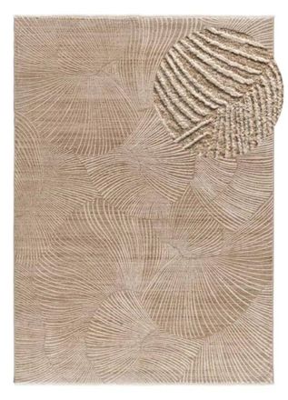 Atticgo Alfombra con flecos geom&eacute;trica beige 120x160 cm