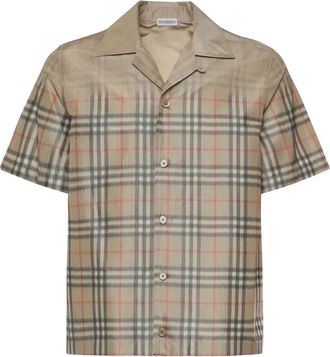 Burberry Short Sleeve Shirts - Heren - Korte mouwen Overhemden - Beige - XL - Overhemden
