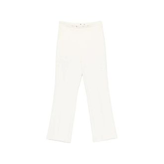 Elisabetta Franchi Cropped Logo-Plaque Broek - Dames - Vrijetijds broeken - Wit - S - Broeken