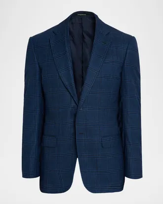 Emporio Armani Men & apos;s Prince of Wales Wool G Line Sport Coat