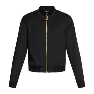 Balmain Zip-throughs, male, Black, Size: 2XL Stand-up Collar Sweatshirt